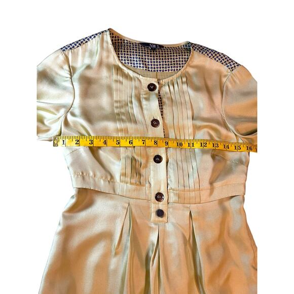 Rare Hobbs NW3 Silk Chartreuse Dress - Size 8 - Picture 5 of 13